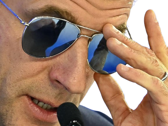 macron lunettes lunette paire aviateur oeil emmanuel touche sueur panique peur angoisse trac transpire knifos
