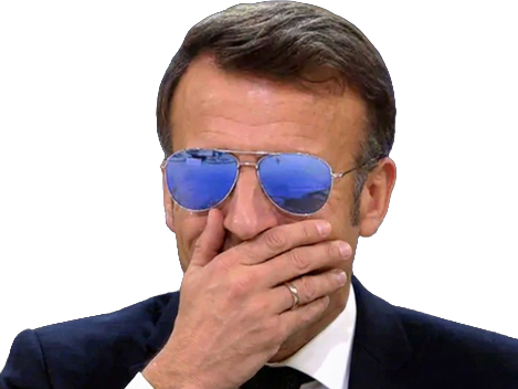 macron president lrem lunettes soleil manu rire fou sourire main