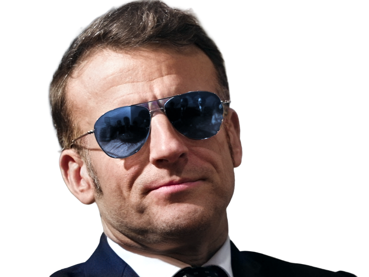 macron lunettes soleil president lrem europe guerre for sure rire sourire zoom