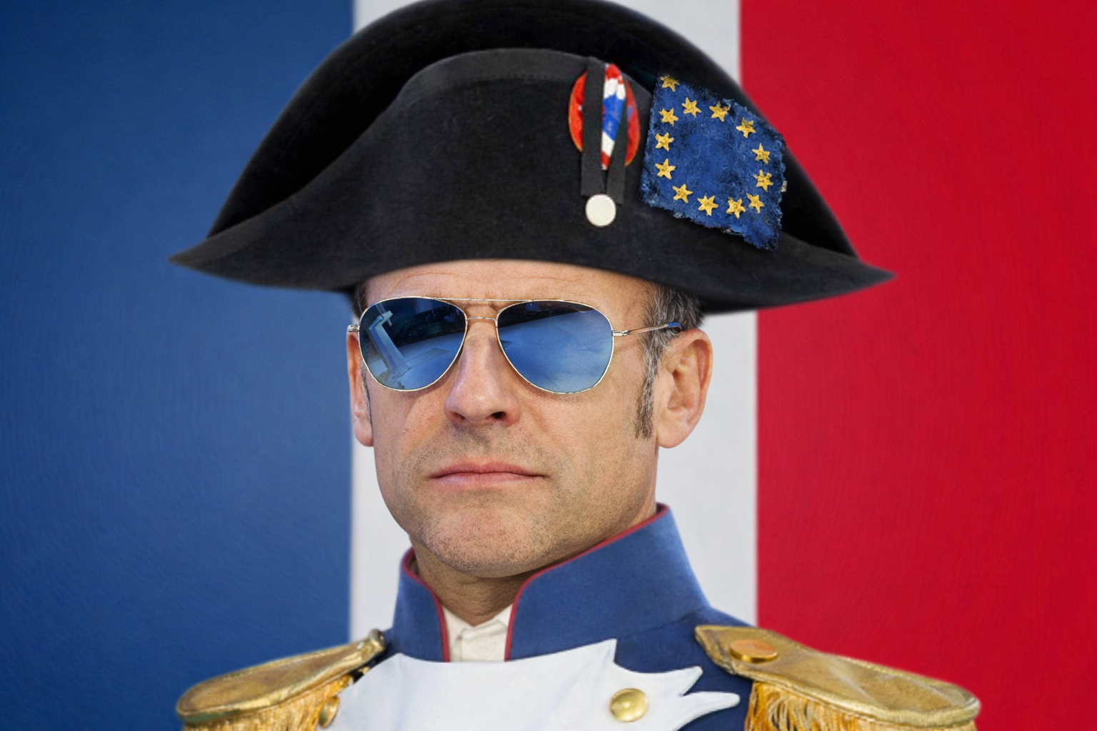 emmanuel macron bigmac president empereur napoleon bluepill lunettesbleues boss bigboss europe drapeau france