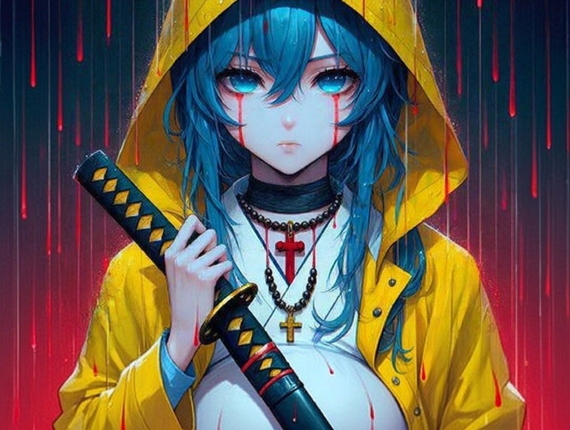 luce vatican catholique catho catholicisme anime waifu katana sabre manga enceinte epee guerriere croix