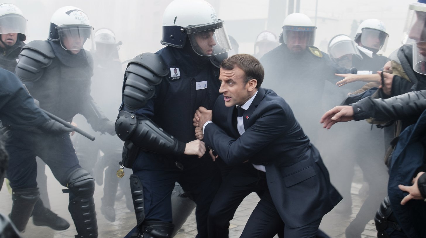 emmanuel macron bigmac boss foule crs lacrymo gilet jaune manif fumee manifestation manifester matraque
