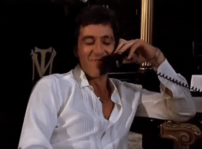 appel telephone rigole tony montana scarface push it to the limit argent drogue cupide gif