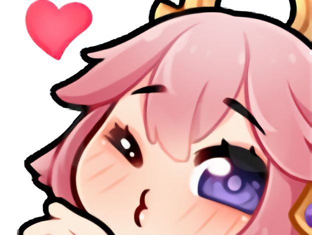 genshin impact inazuma yae miko cute chibi coeur bisou mwah kiss