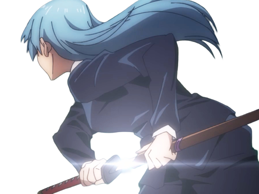 kasumi miwa jjk jujutsu kaisen anime manga waifu exorciste classe-3 epeiste territoire-simple nouvelle-ecole-de-lombre cheveux-bleus yeux-bleus