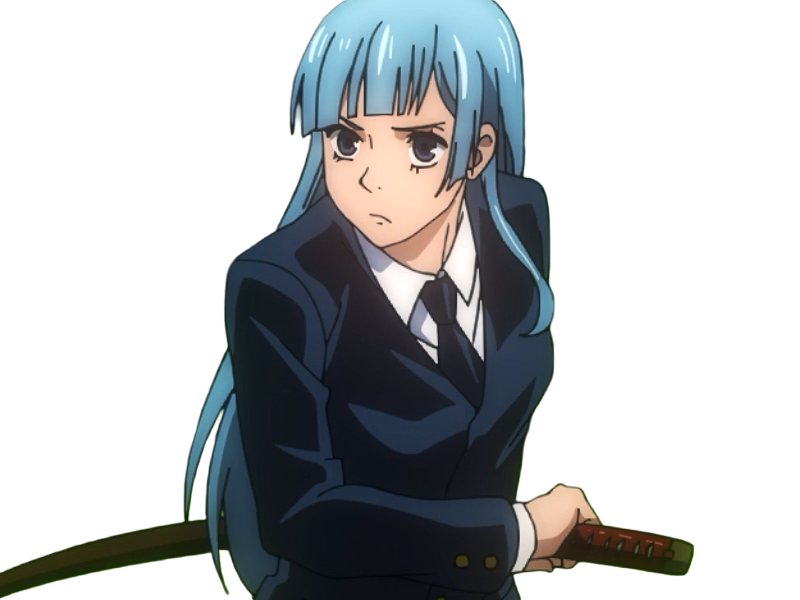 kasumi miwa jjk jujutsu kaisen anime manga waifu exorciste classe-3 epeiste territoire-simple nouvelle-ecole-de-lombre cheveux-bleus yeux-bleus