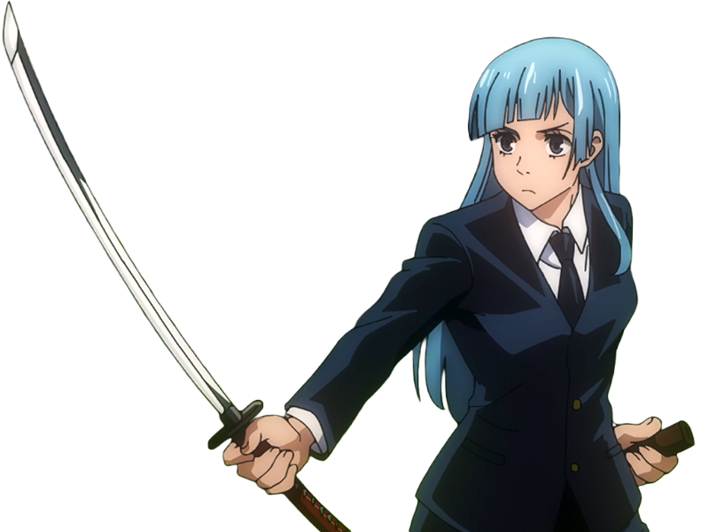 kasumi miwa jjk jujutsu kaisen anime manga waifu exorciste classe-3 epeiste territoire-simple nouvelle-ecole-de-lombre cheveux-bleus yeux-bleus