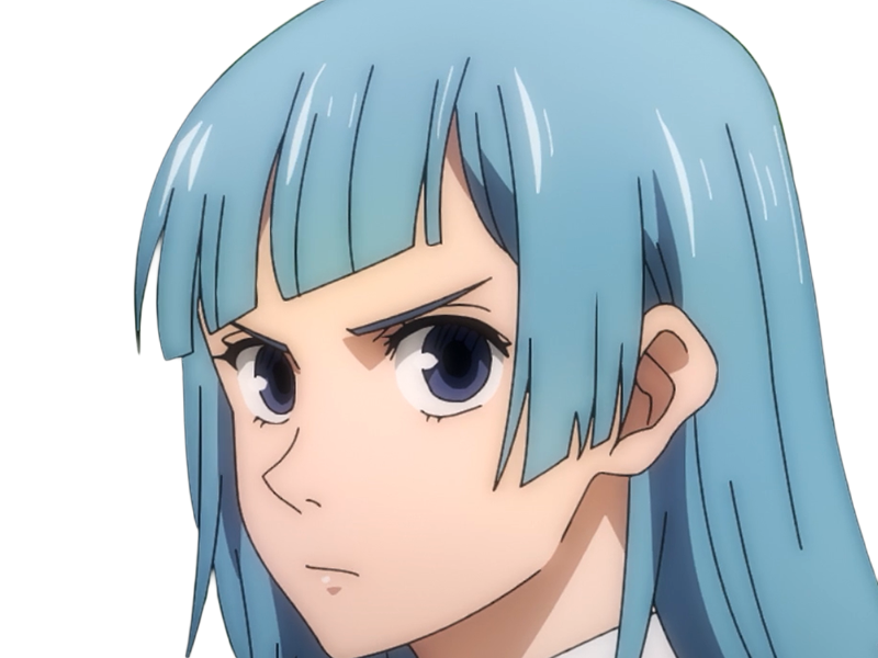 kasumi miwa jjk jujutsu kaisen anime manga waifu exorciste classe-3 epeiste territoire-simple nouvelle-ecole-de-lombre cheveux-bleus yeux-bleus