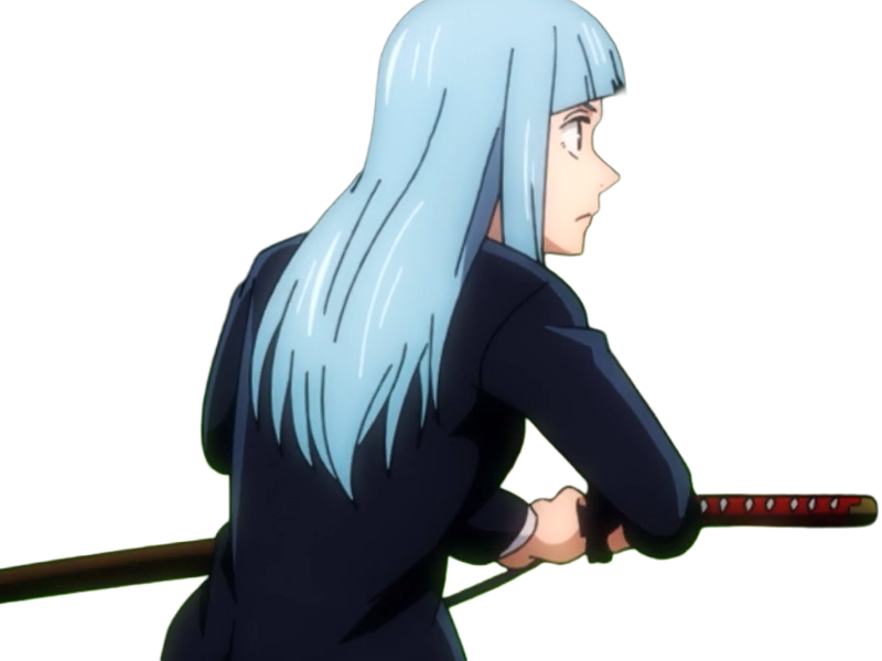 kasumi miwa jjk jujutsu kaisen anime manga waifu exorciste classe-3 epeiste territoire-simple nouvelle-ecole-de-lombre cheveux-bleus yeux-bleus