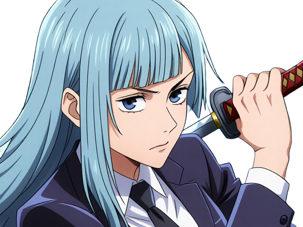 kasumi miwa jjk jujutsu kaisen anime manga waifu exorciste classe-3 epeiste territoire-simple nouvelle-ecole-de-lombre cheveux-bleus yeux-bleus