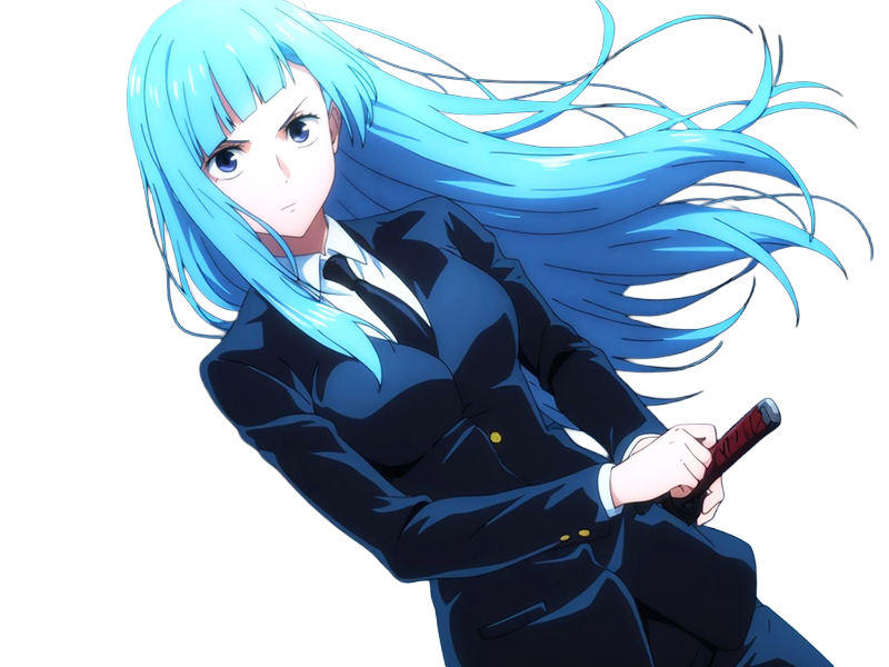 Sticker kasumi miwa jjk jujutsu kaisen anime manga waifu exorciste classe 3 epeiste territoire simple nouvelle ecole de lombre cheveux bleus yeux bleus par Dark-63