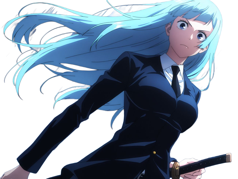 Sticker kasumi miwa jjk jujutsu kaisen anime manga waifu exorciste classe 3 epeiste territoire simple nouvelle ecole de lombre cheveux bleus yeux bleus par Dark-63