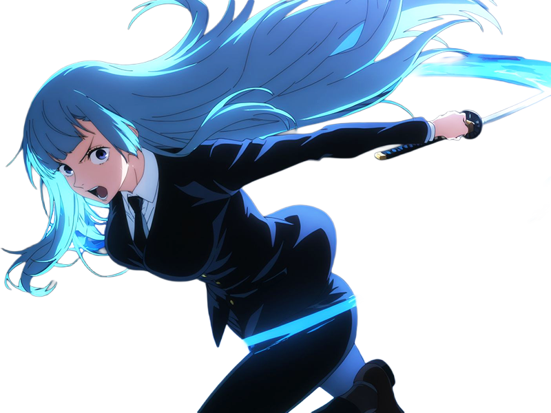 Sticker kasumi miwa jjk jujutsu kaisen anime manga waifu exorciste classe 3 epeiste territoire simple nouvelle ecole de lombre cheveux bleus yeux bleus par Dark-63