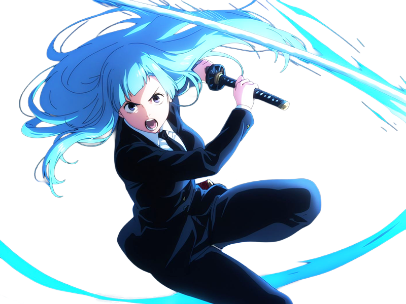 kasumi miwa jjk jujutsu kaisen anime manga waifu exorciste classe-3 epeiste territoire-simple nouvelle-ecole-de-lombre cheveux-bleus yeux-bleus