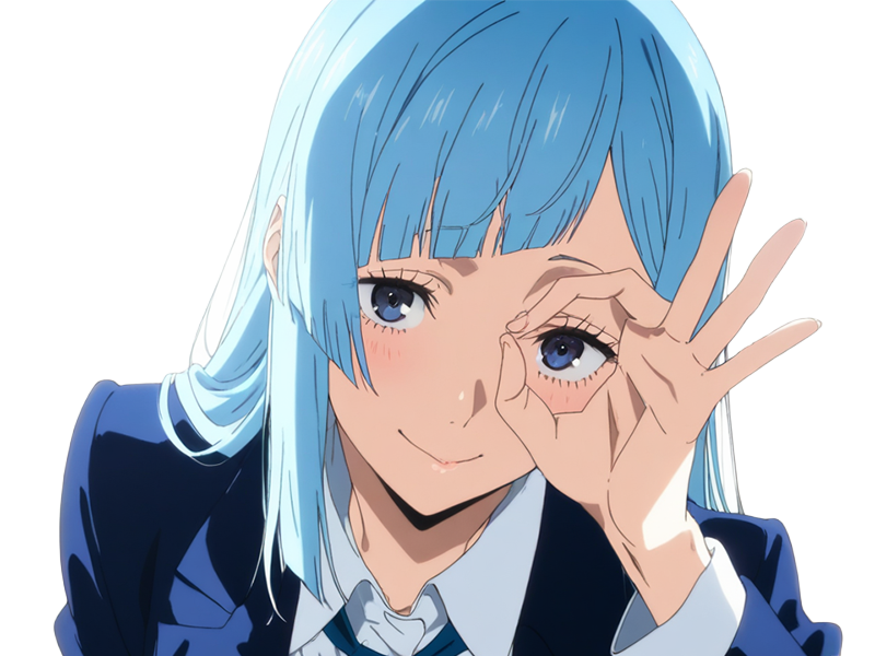 Sticker kasumi miwa jjk jujutsu kaisen anime manga waifu exorciste classe 3 epeiste territoire simple nouvelle ecole de lombre cheveux bleus yeux bleus par Dark-63