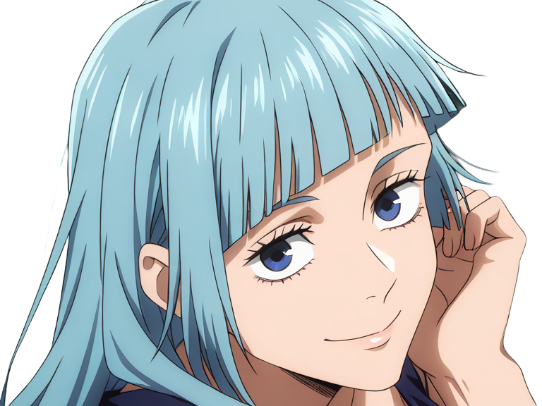 kasumi miwa jjk jujutsu kaisen anime manga waifu exorciste classe-3 epeiste territoire-simple nouvelle-ecole-de-lombre cheveux-bleus yeux-bleus