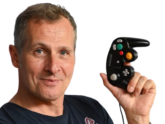 marc lacombe marcus retro game one sourire smile manette gamecube