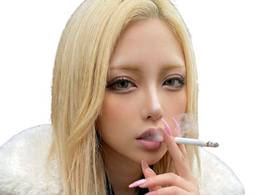 asiatique asian badass style fume smoke manteau fourrure cigarette blonde