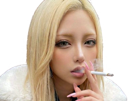 asiatique-asian-badass-style-fume-smoke-manteau-fourrure-cigarette-blonde