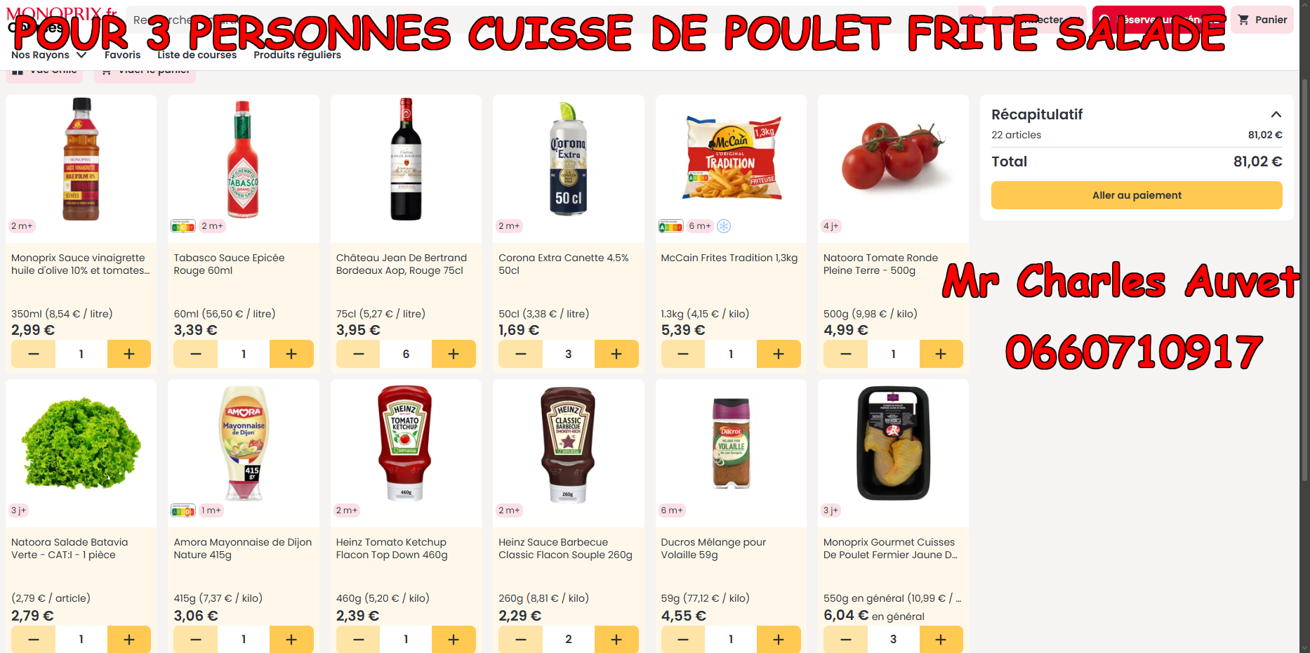 cuisse de poulet a la charles auvet 0660710917