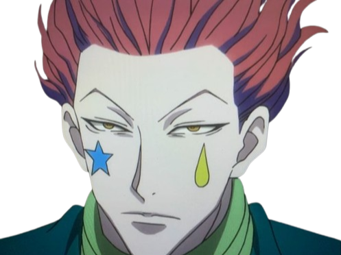 hisoka hunter x isaac cheveux rouge clown inquietant carte bloop