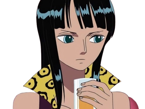 nico robin one piece ninon cheveux noirs fouineuse mysterieuse bloop