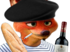 nick-wilde-zootopie-zootopia-chapeau-beret-francais-franchouillard-baguette-sourire-malin-cocasse-rigolo-tinnova