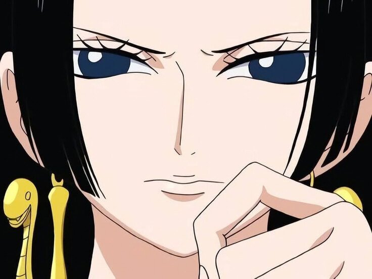 boa hancock one piece waifu cheveux noirs boucles oreille serpent bloop