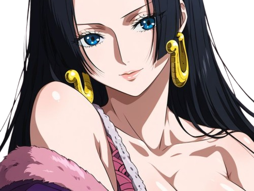 boa hancock one piece waifu cheveux noirs boucles oreille serpent bloop