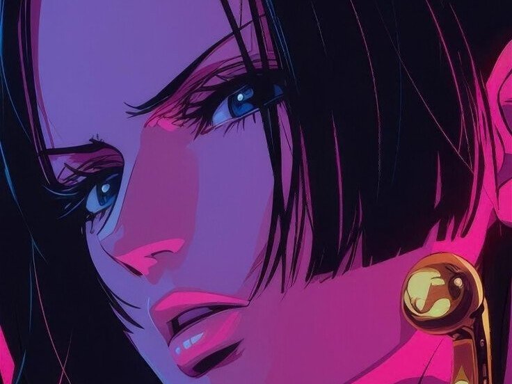 boa hancock one piece waifu cheveux noirs boucles oreille serpent bloop