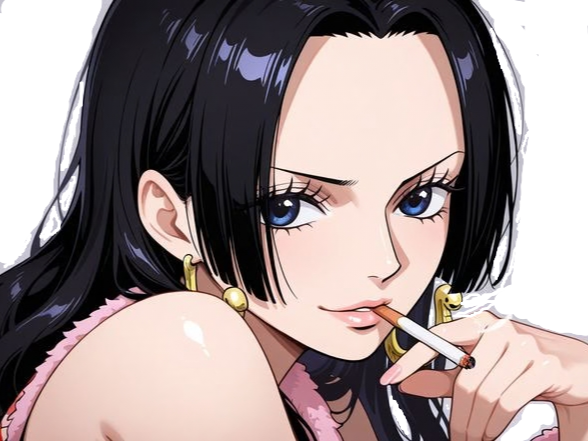 boa hancock one piece waifu cheveux noirs boucles oreille serpent bloop