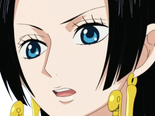 boa hancock one piece cheveux noirs boucles oreille serpent bloop