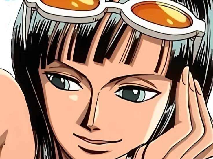 nico robin one piece ninon cheveux noir lunettes bloop