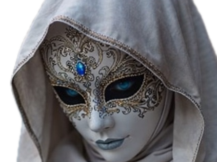 masque carnaval mystere venitien italie capuche blanc bleu