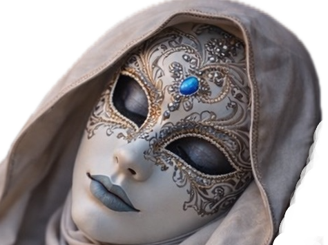 masque carnaval mystere venitien italie capuche blanc bleu