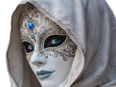 masque carnaval mystere venitien italie capuche blanc bleu
