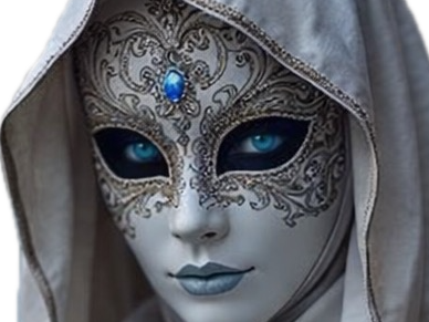 masque carnaval mystere venitien italie capuche blanc bleu