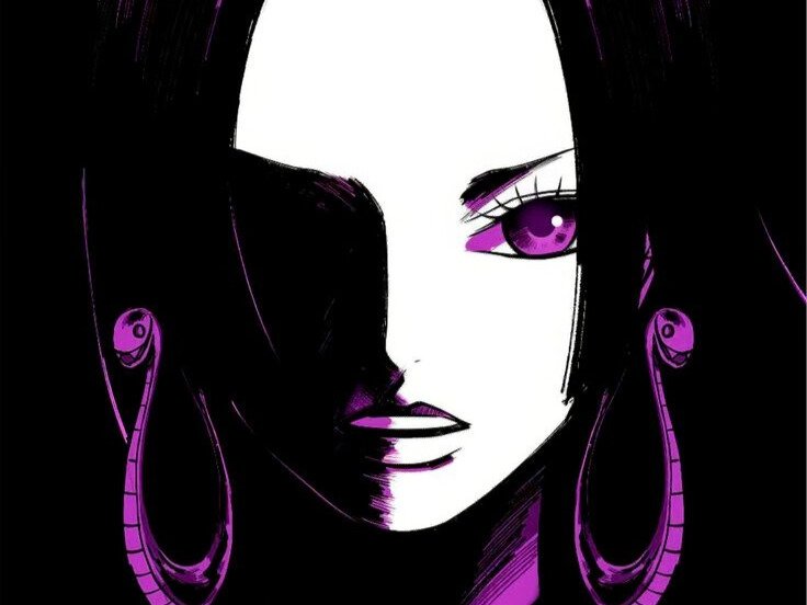 boa hancock one piece boucle oreille serpent cheveux noirs waifu bloop