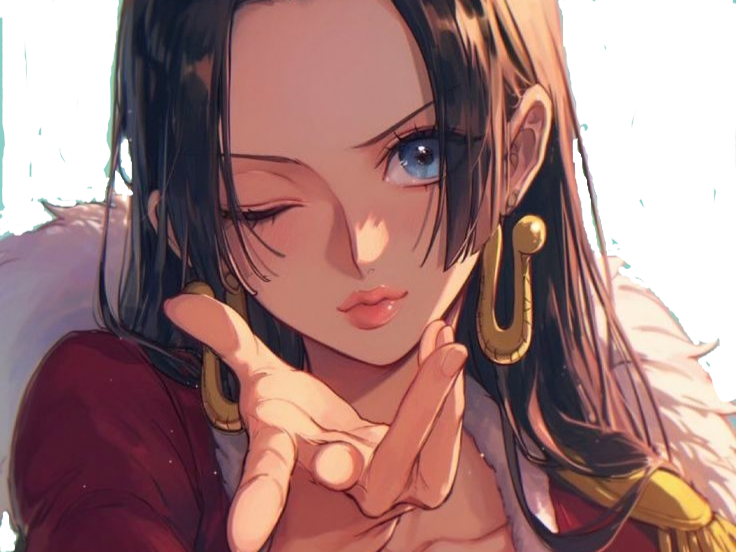 boa hancock one piece cheveux noirs boucles oreille serpent waifu bloop