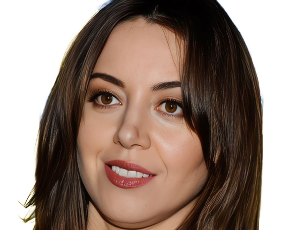 aubrey plaza actrice americaine femme brune trentaine trentenaire peau mat