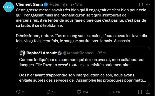clement garin raphael arnault twitter x quentin lyon meutre lfi demission