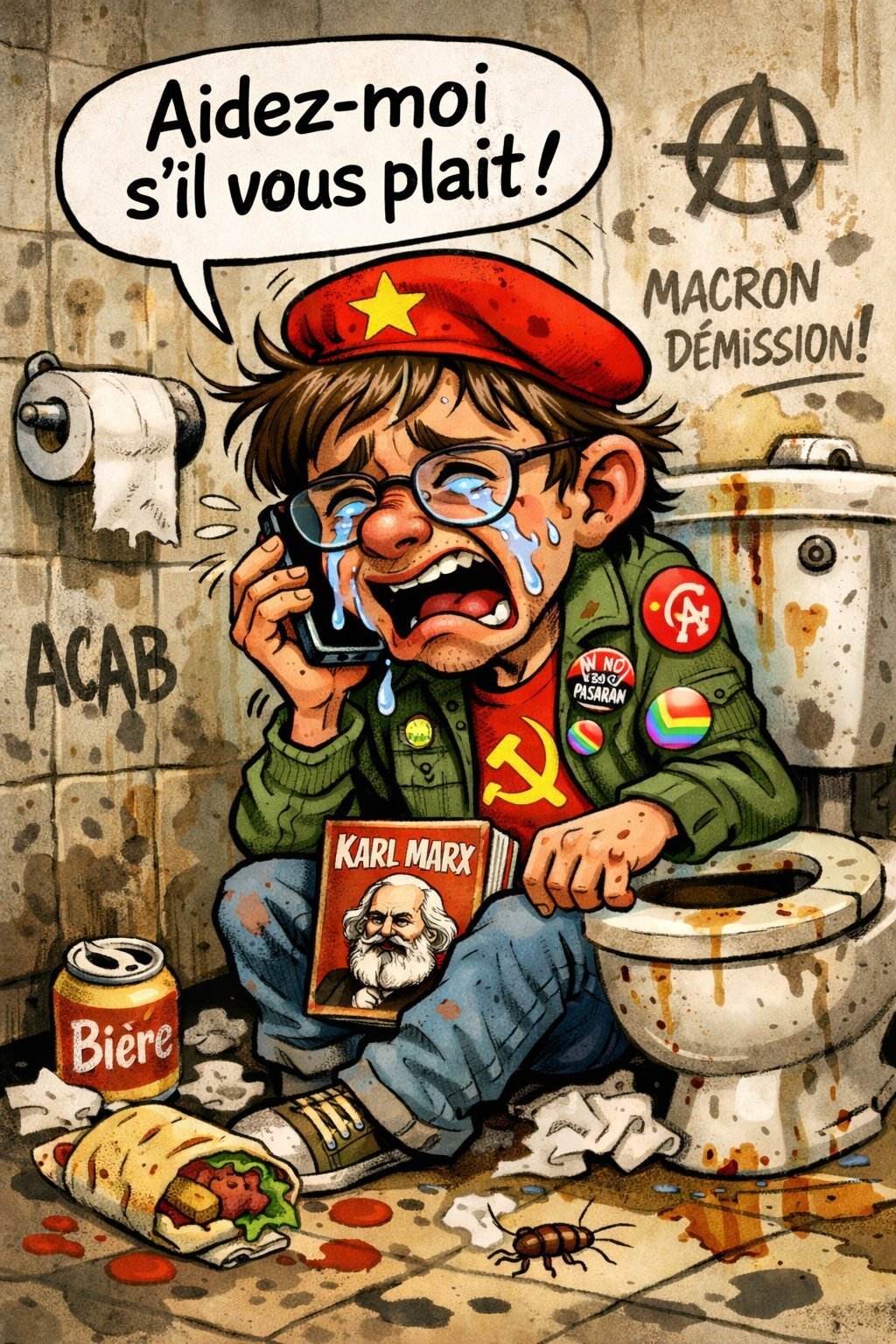 ewan dussart cacab acab quentin larme kebab toilettes peur soja gaucho gauchiasse gauchiste cuck lfi