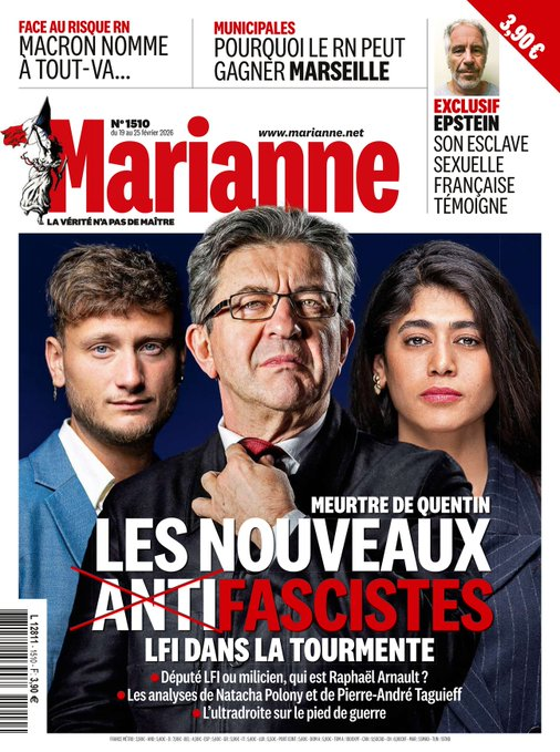 melenchon raphael arnault rima hassan marianne couverture fascistes antifa lfi pls fdp finito gaucho gauchiste