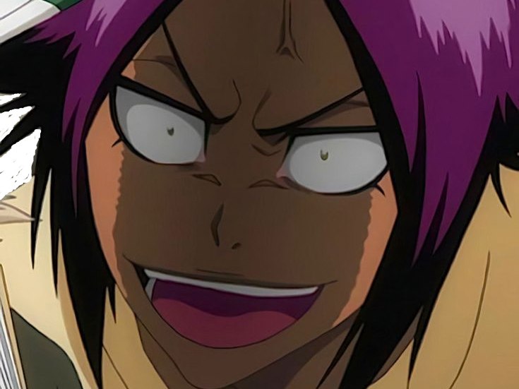 yoruichi shihouin bleach peau mate yeux ambre jaune cheveux violets desdemone loco bloop
