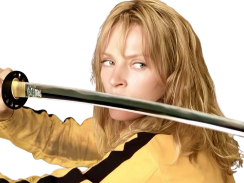 beatrix kiddo kill bill uma thurman blonde yeux bleus bloop katana epee