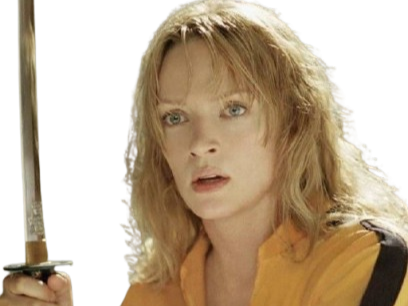 beatrix kiddo kill bill uma thurman blonde yeux bleus bloop katana epee