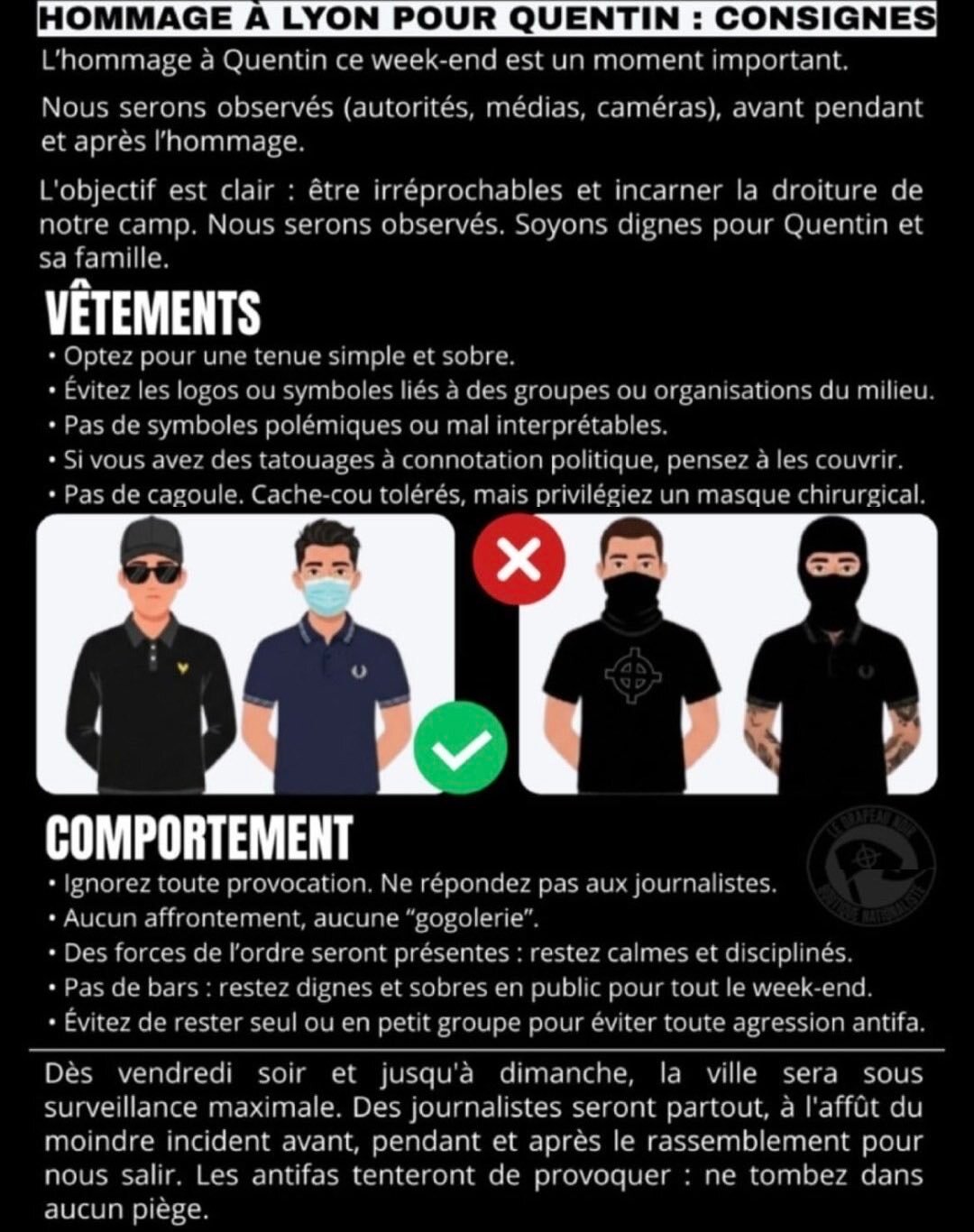 marche blanche lyon facho extreme droite chofa quentin dresscode