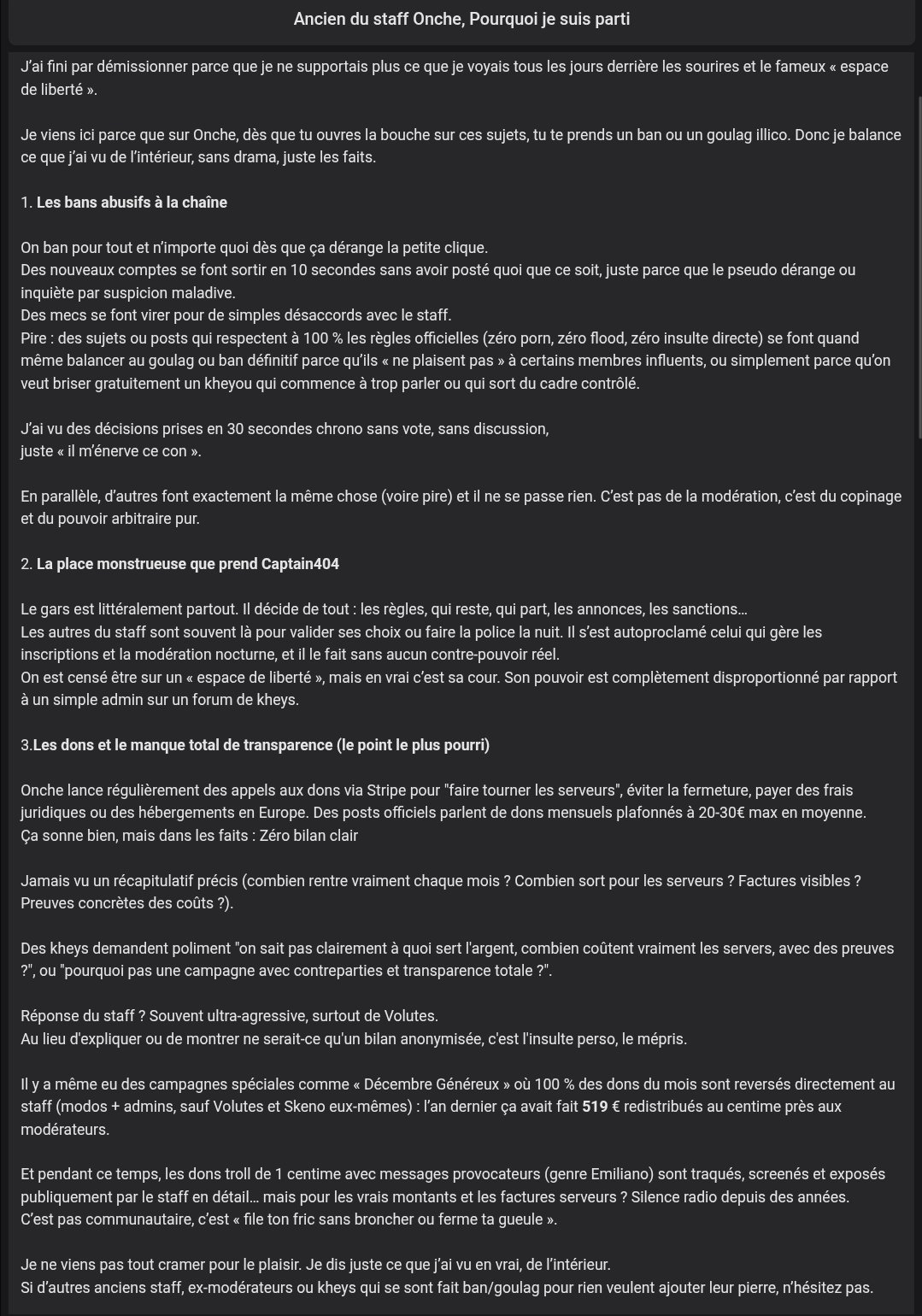 onche onch volutes captain404 dictature 410 modo moderateur admin ban goulag jvlike liberte expression village