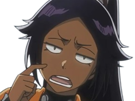 yoruichi-shihouin-bleach-desdemone-peau-mate-yeux-ambre-jaune-cheveux-violets-bloop