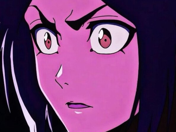 yoruichi shihouin bleach desdemone peau mate yeux ambre jaune cheveux violets bloop